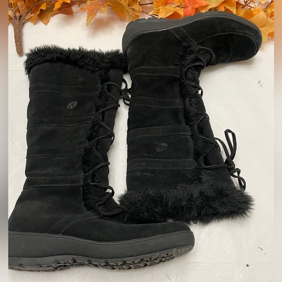 💕⬇️ $39.00 💕⬇️. EUC Black Suede Fur Lined Winter Boots. Size 7. - Picture 6 of 13